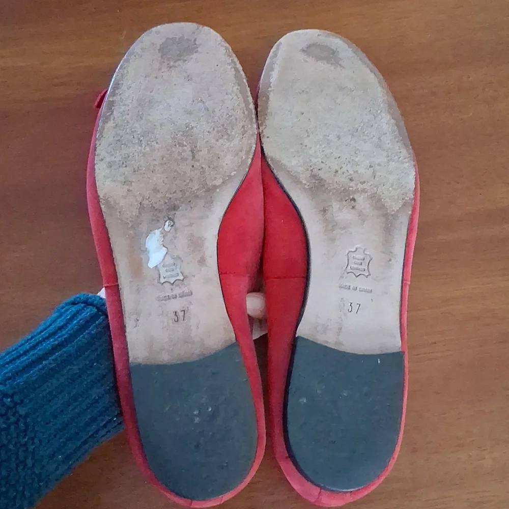 Pretty Ballerinas Red Suede Ballet Flats Leather Made In Spain sz 37 (US 6.5M) - Picture 9 of 9